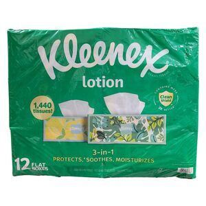 Kleenex Lotion 3 Ply Facial Tissues, 12 boxes, 120 tissues/box, Aloe Infused